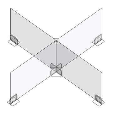 亞加力十字會議桌屏風擋板 (1600x1600mm/亞加力插座)